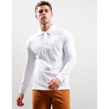 Farah Blanes Long Sleeved Polo Shirt In White