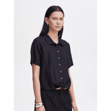 Ichi Lino Linen Mix Shirt In Black