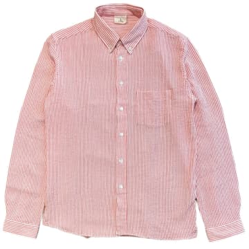 La Paz Branco Button Down Seerksucker Shirt Fiesta Stripes In Pink