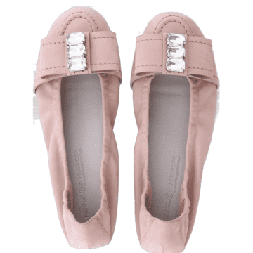 Kennel & Schmenger Rosa Flats In Nude With Jewelled Bow 31-10220-359 In Pink
