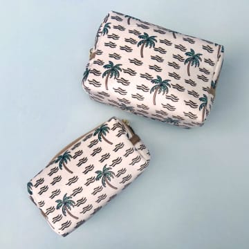 Sixton London Small Palm Tree Makeup Bag – Velvet In White