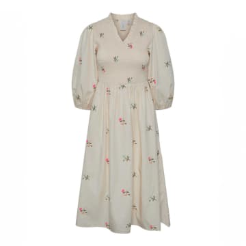 Y.a.s. Embroidered Flower Dress In Neutral