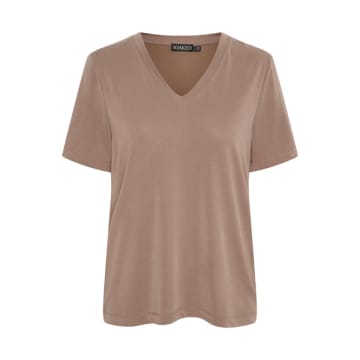 Soaked In Luxury Sl Columbine V Neck T-shirt In Brown