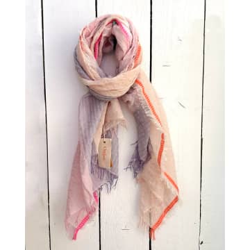 Ombre London Pink And Lilac Textured Lightweight Scarf