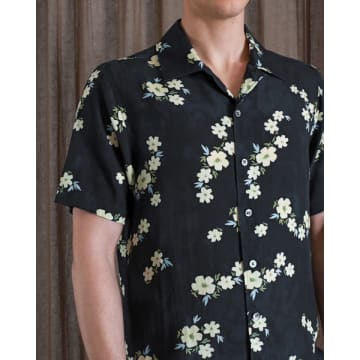 Far Afield Busey Short Sleeve Shirt Floral Navy In Blue