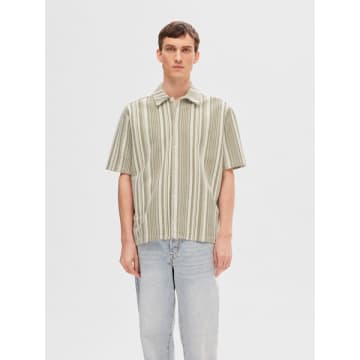 Selected Homme Boxy Sylar Short Sleeve Burnt Olive Jersey Shirt In Green