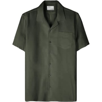 Colorful Standard Hunter Green Linen Short Sleeved Shirt