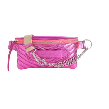 Marie Martens Coachella Belt Bag Quilted Metallic Fuchsia Leather In Pink