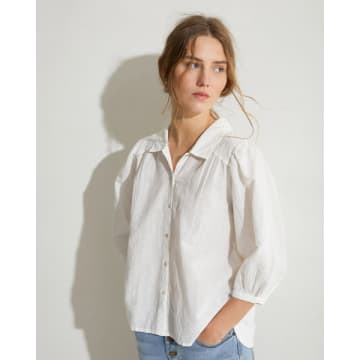 Yerse Gardenia Linen Blend Shirt In White