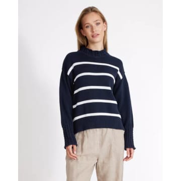 Holebrook Ester Turtle Neck Navy And White Stripe In Blue