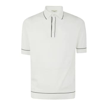 Filippo De Laurentiis - White Knitted Polo Shirt With Trim In Superlight Cotton