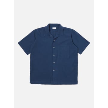 Universal Works 30669 Camp Shirt In Cotton Navy In Blue