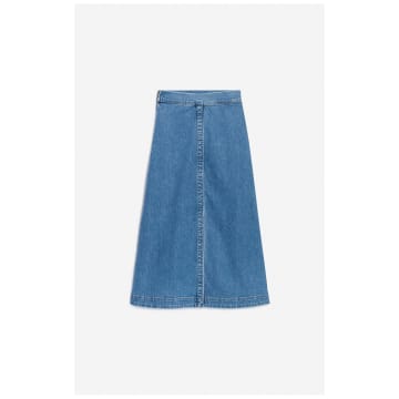 Vanessa Bruno Curtis Front Pleat Denim Midi Skirt Size: 10, Col: Blue