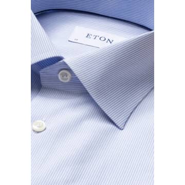 Eton - Light Blue Striped Slim Fit Cotton Four-way Stretch Shirt 10001177323