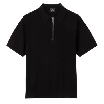 Ps By Paul Smith Ps Paul Smith S/s Zip Polo In Black
