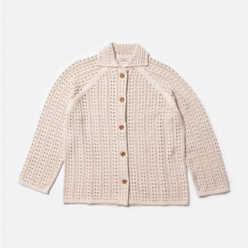 Nudie Jeans Carina Crochet Knit Cardigan Egg White