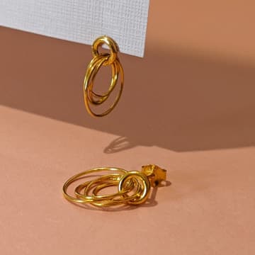 Vurchoo Jewellery Gold Hoop Cluster Earrings In Metallic