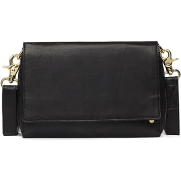 Depeche Soft Leather Crossbody Flap Handbag Black