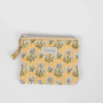 Bohemia Posie Quilted Pouch Buttermilk In Yellow