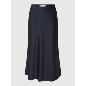 Selected Femme Lena Midi Skirt In Blue