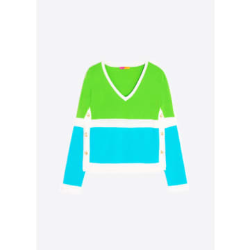 Vilagallo Colour Block Sweater In Green