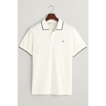 Gant - Framed Tipped Piqué Polo Shirt In Eggshell White 2013014 113