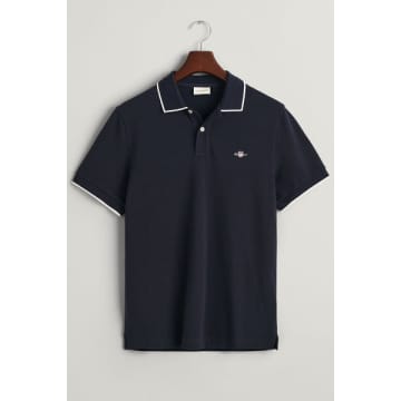 Gant - Framed Tipped Piqué Polo Shirt In Evening Blue 2013014 433