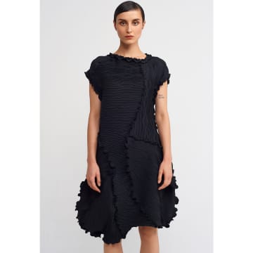 Shop New Arrivals Nu Black Dress Satin With Organza Detail