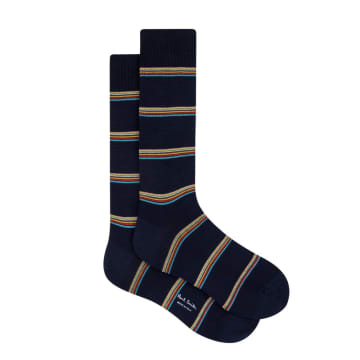 Paul Smith Menswear Signature Block Sock In Blue