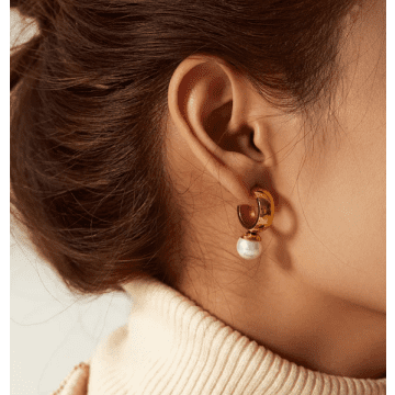 The Forest & Co. Gold And Pearl Hoops