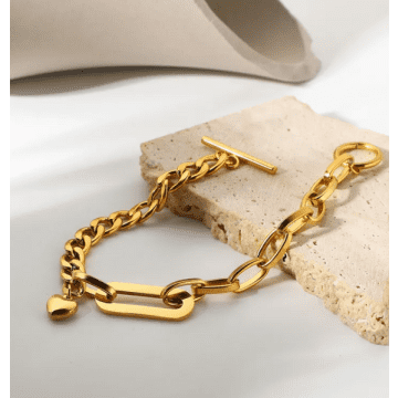 The Forest & Co. Gold Heart Pendant Chain Bracelet
