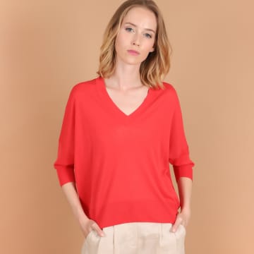 Shop Estheme Cashmere Estheme Fine Knit Silk With Linen Sweater In Coral In Pink