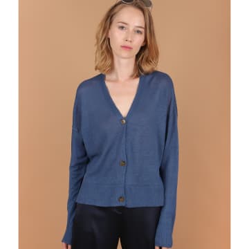 Shop Estheme Cashmere Denim Blue Linen Cardigan