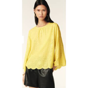 Ba&sh Bruna Broderie Anglaise Blouse In Yellow
