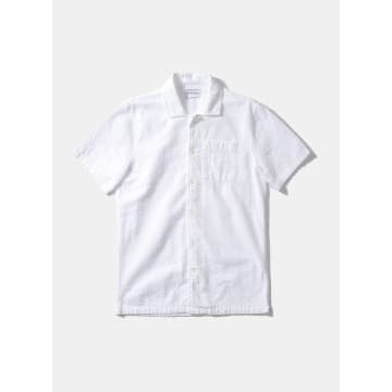 Shop Edmmond - Seersucker Short Sleeve Shirt Plain White