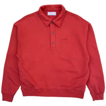 Shop Fresh Mike Cotton Polo Sweatshirt In Brick Red