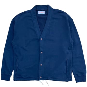 Shop Fresh Tré Cotton Cardigan In Navy In Blue