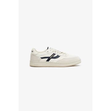 Pompeii Navy And Ecru Leather Elan Pippa Trainers In Blue