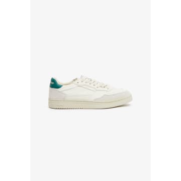 Pompeii Ecru And Pine Leather Elan Trainers In White