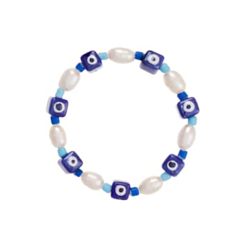 Talis Chains Eye Spy Pearl Bracelet Navy In Blue