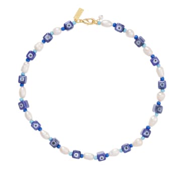 Talis Chains Eye Spy Pearl Necklace Navy In Blue