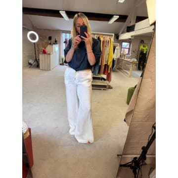 Ottod'ame Linen Palazzo Trousers In White