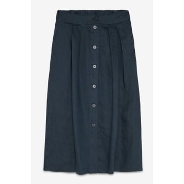 Ottod'ame Linen Long Skirt In Blue