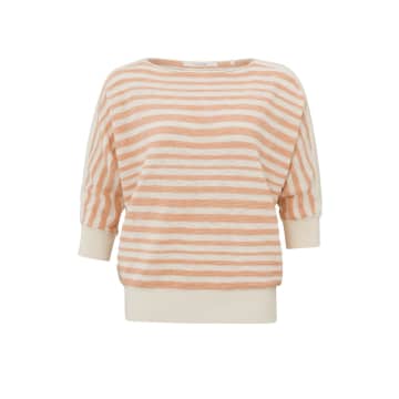 Harrison Fashion Batwing Jumper With Boatneck And Stripes | Dusty Coral Orange Dessin In Pink