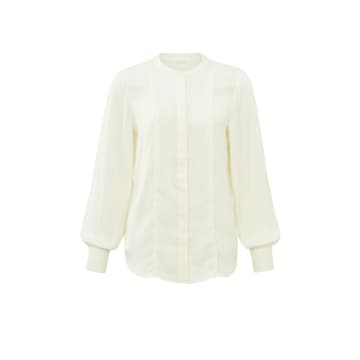 Harrison Fashion Blouse With Balloon Sleeves And Scallop-edge | Ivory-white
