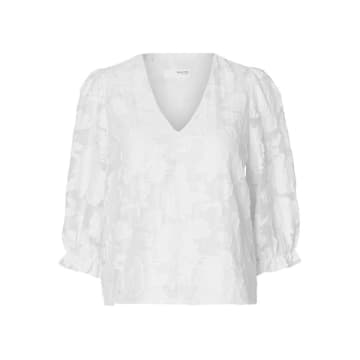 Selected Femme Cathi-sadie Floral Top In White