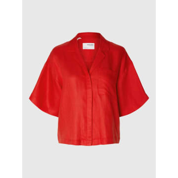 Shop Selected Femme - Boxy Short Sleeved Shirt Red