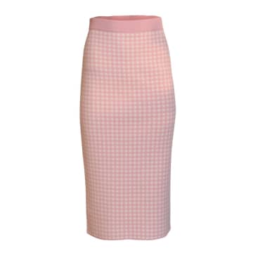 Shop Maxmara Studio Gingham Knit Skirt In Pink
