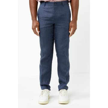 Selected Homme Navy Will Linen Trousers In Blue