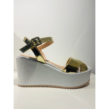 Donna Lei Mirrored Gold Wedge Sandal